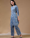 Light Blue 3/4th Sleeves Casual Wear Co-ords