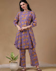 Purple 3/4th Sleeves Casual Wear Co-ords