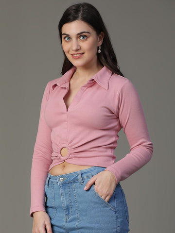 Pink Full Sleeves Daily Wear Top