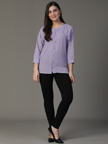 Lavender 3/4th Raglan sleeve Daily Wear Top