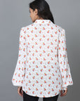 Off White Cuff Sleeve Cotton Printed Western Standard Length Shirt