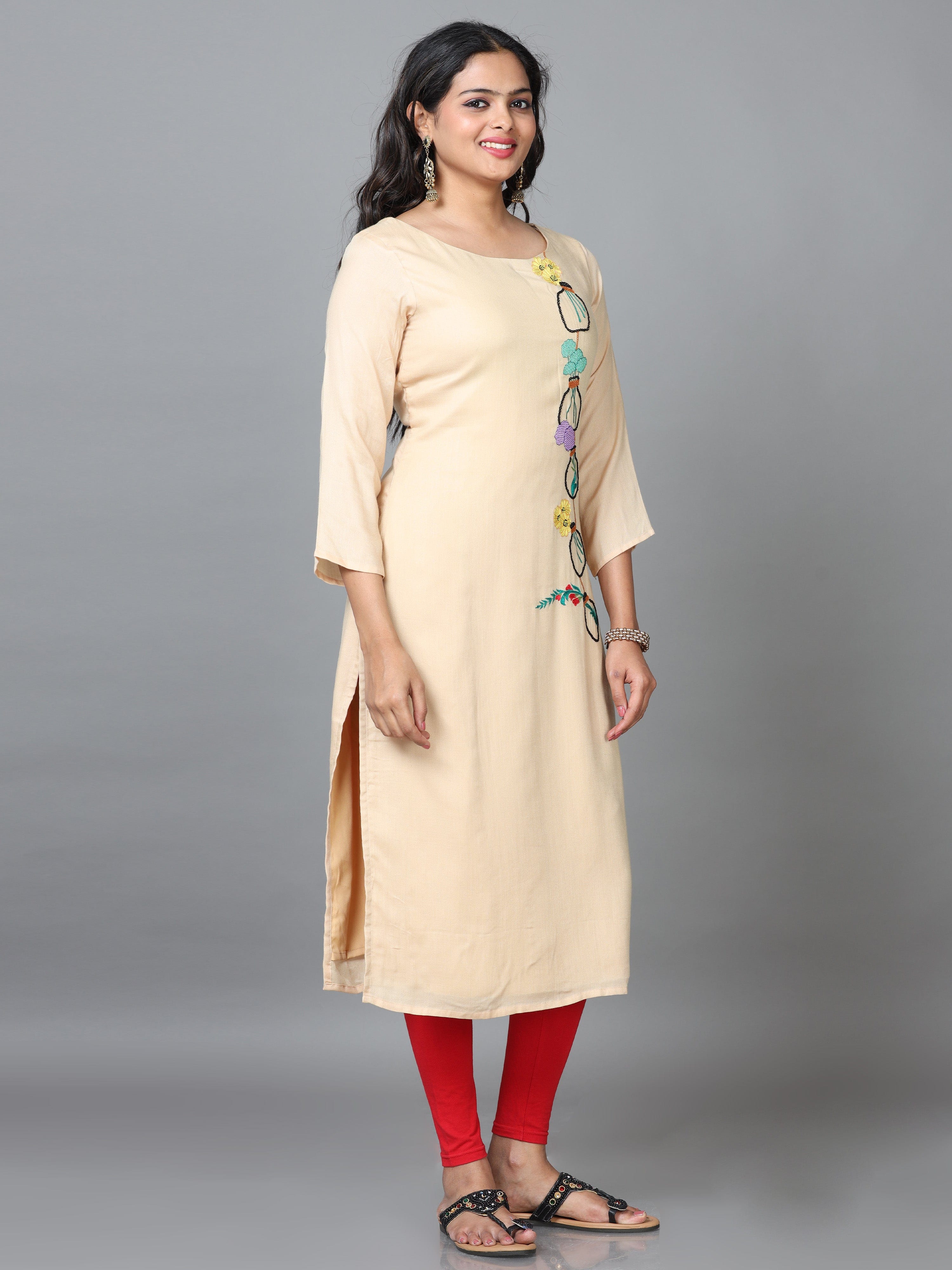 Cream Color Kurta Buy Cotton Kurta for Women Online Hassu's