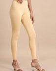 Beige pure Single jersey Solid Slim fit Ankle length Legging