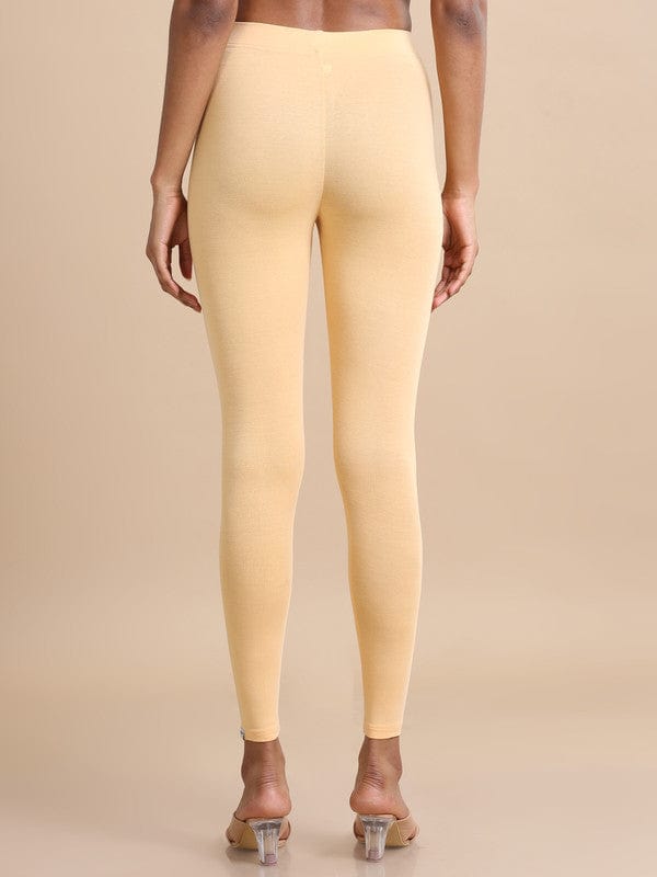 Beige pure Single jersey Solid Slim fit Ankle length Legging