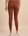 Maroon Single jersey Solid Slim fit Ankle length Legging