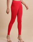 Red Single jersey Solid Slim fit Ankle length Legging