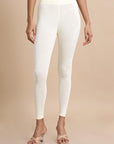 White Single jersey Solid Slim fit Ankle length Legging