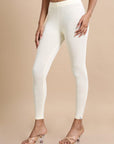 White Single jersey Solid Slim fit Ankle length Legging