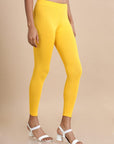 Yellow Single jersey Solid Slim fit Ankle length Legging