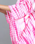 Pink 3/4th Sleeves Cotton Tiedye Regular fit Knee length Kaftan