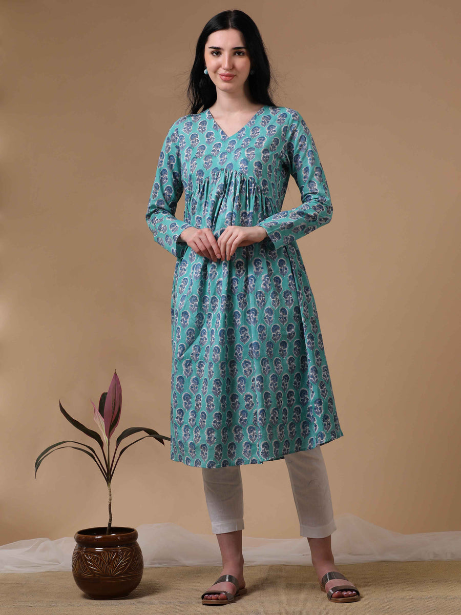 Light Green Full Sleeves Casual Wear Kurta