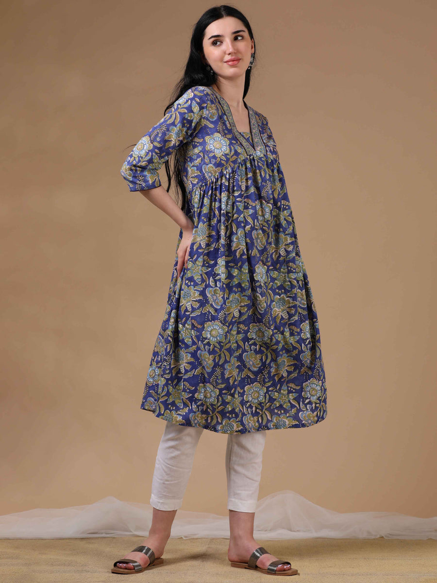 Blue Full Sleeves Casual Wear Kurta