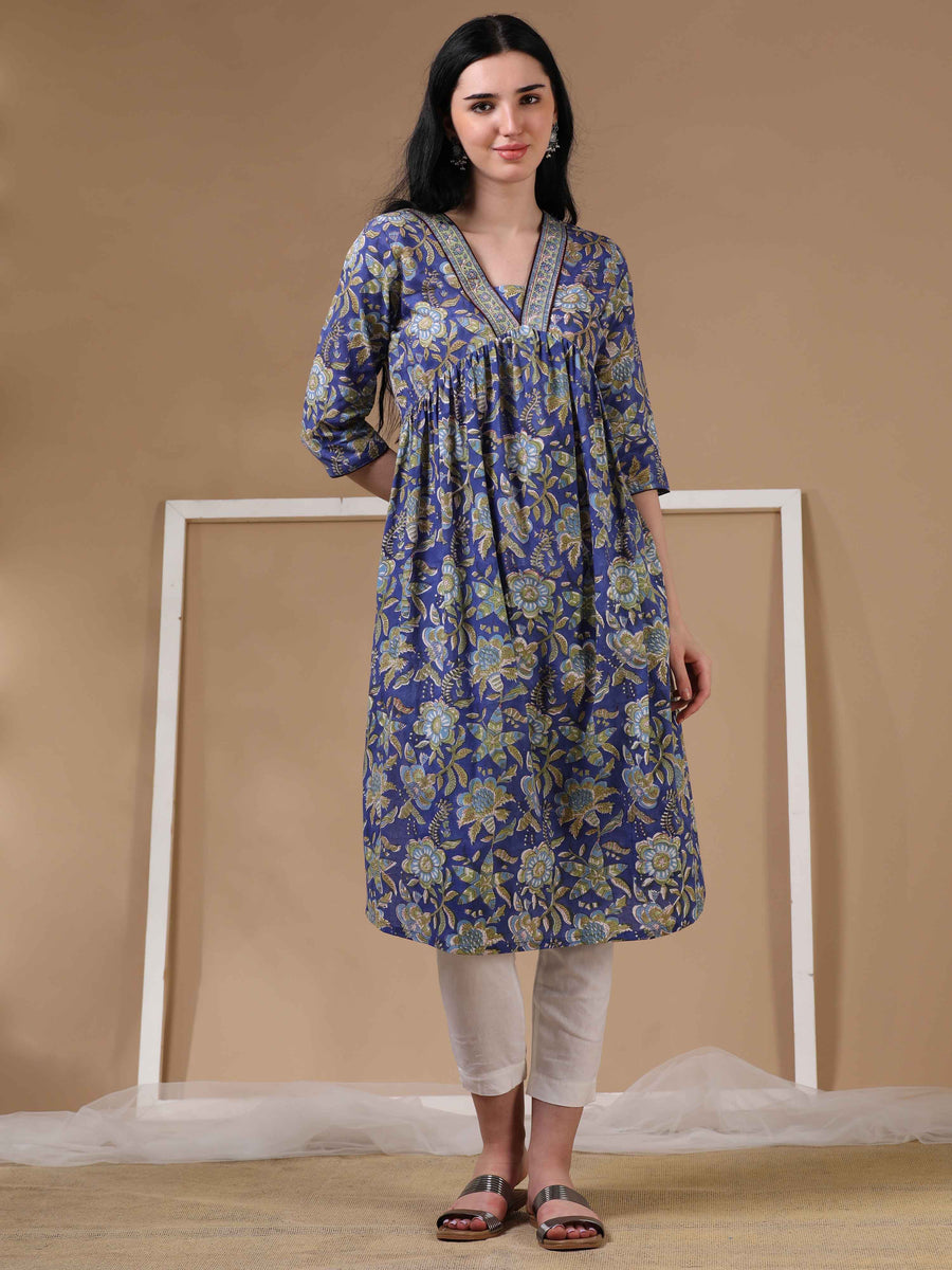 Blue Full Sleeves Casual Wear Kurta