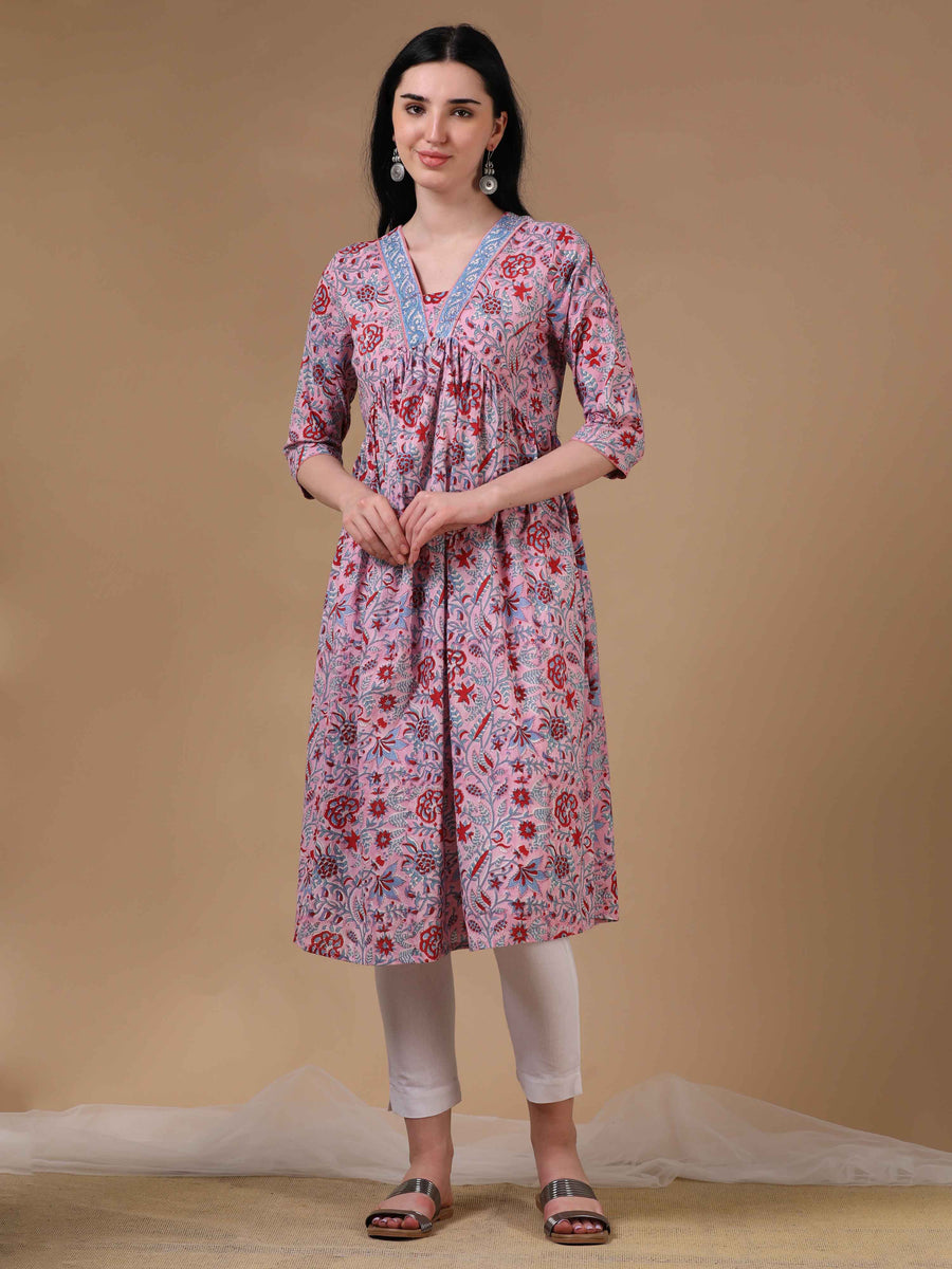 Pink Full Sleeves Casual Wear Kurta