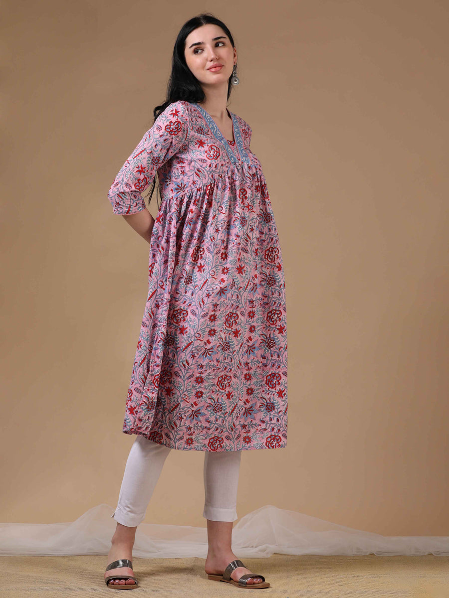 Pink Full Sleeves Casual Wear Kurta