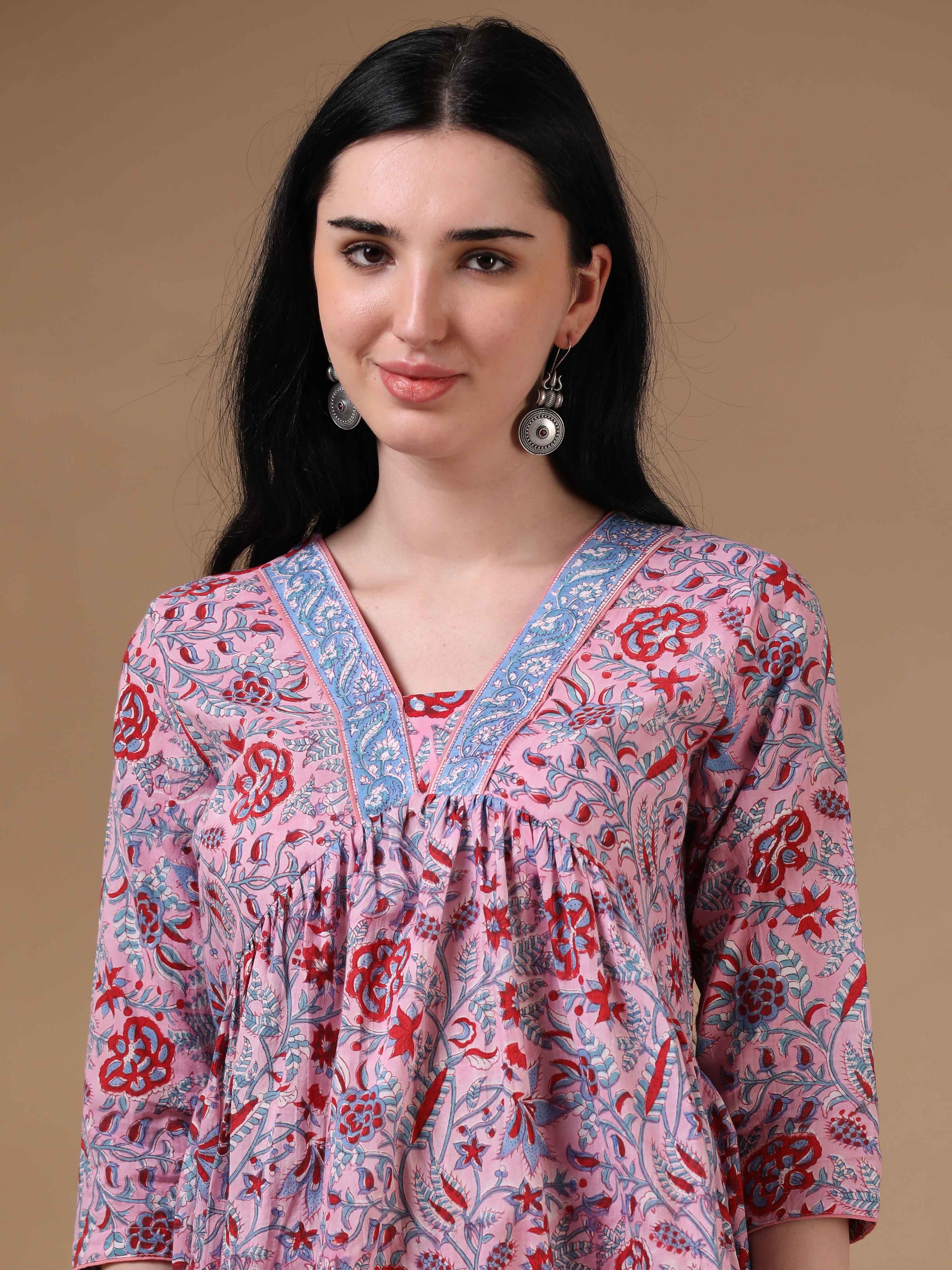 Pink Full Sleeves Casual Wear Kurta