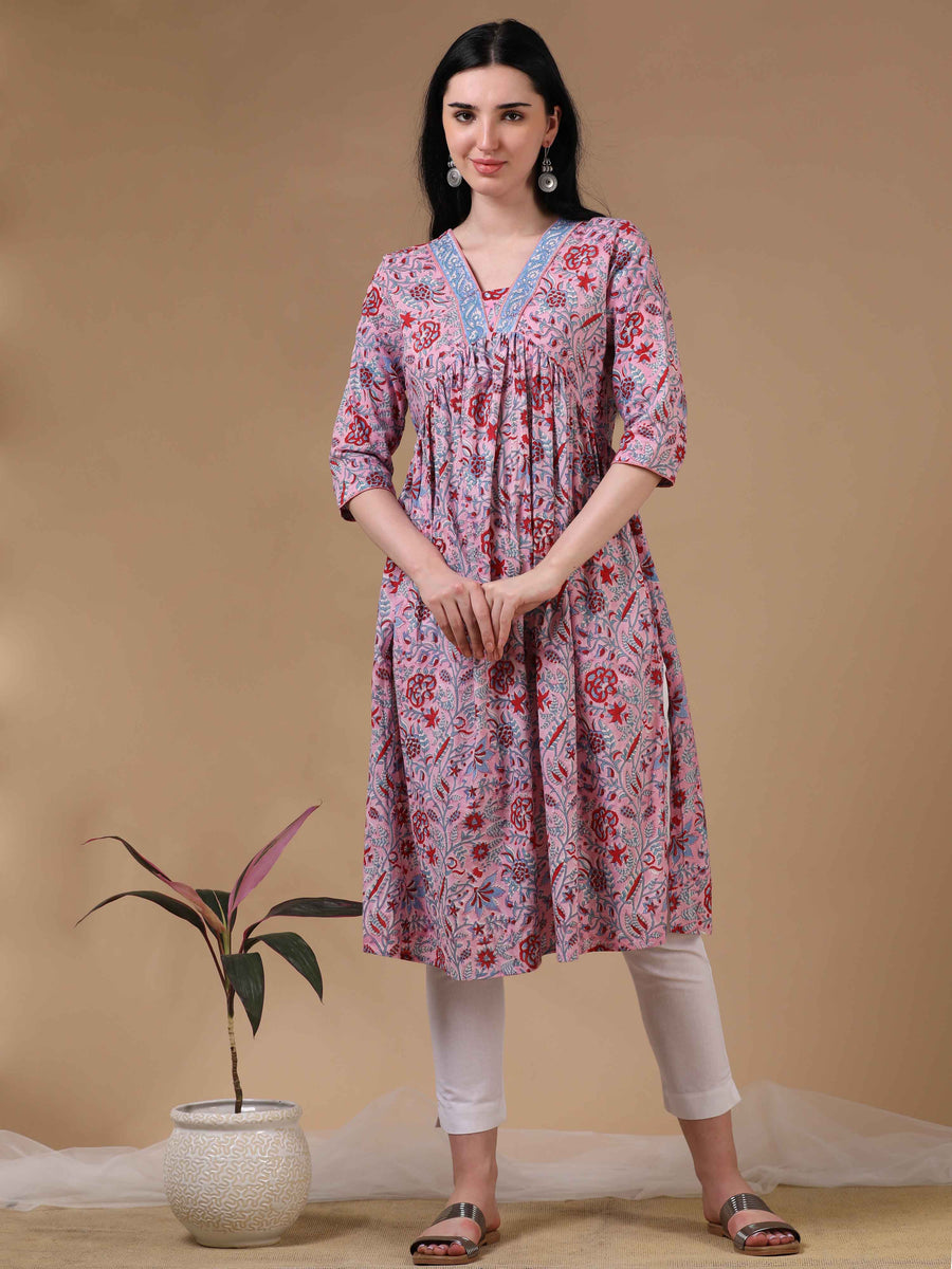 Pink Full Sleeves Casual Wear Kurta