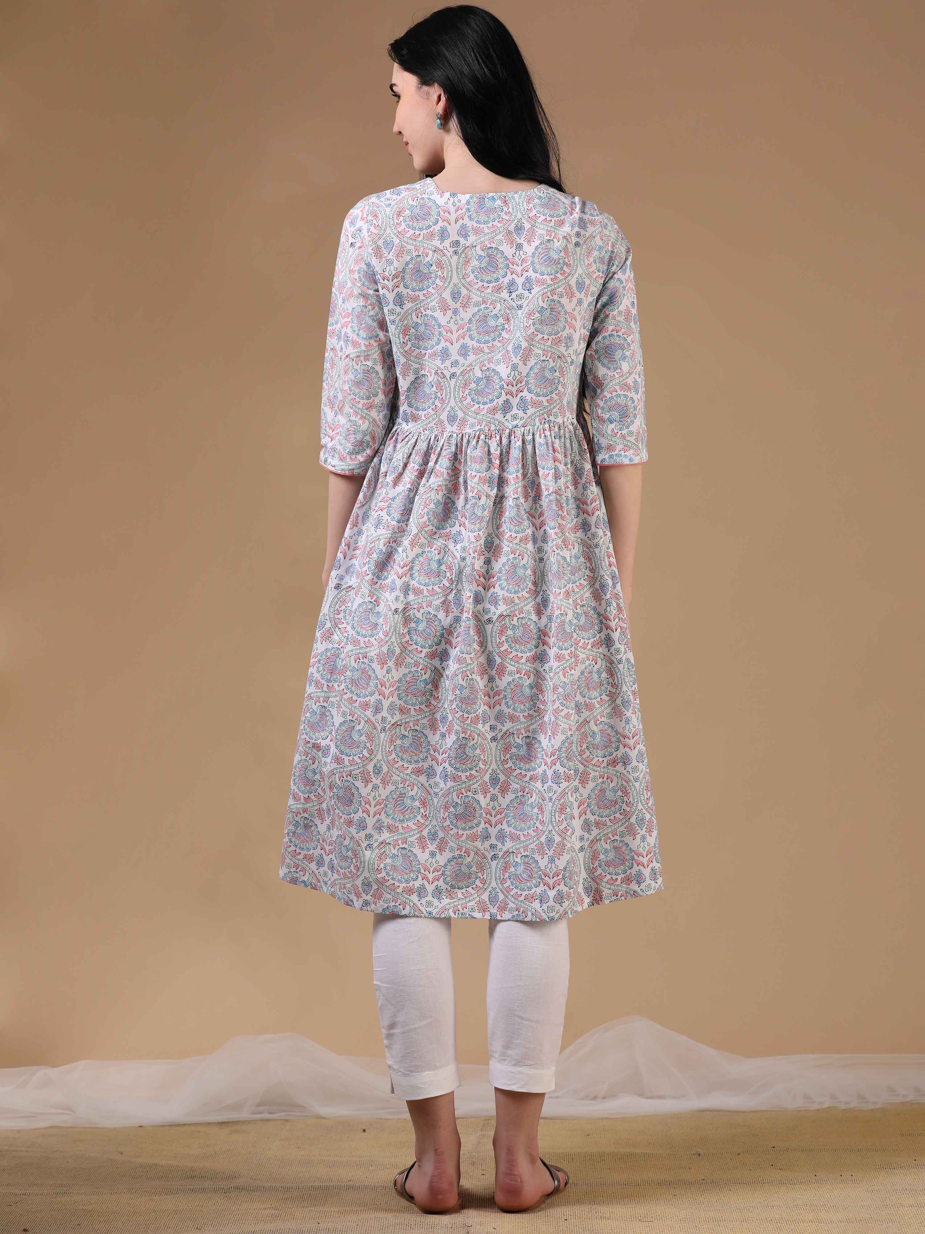 White 3/4th Sleeves Casual Wear Kurta