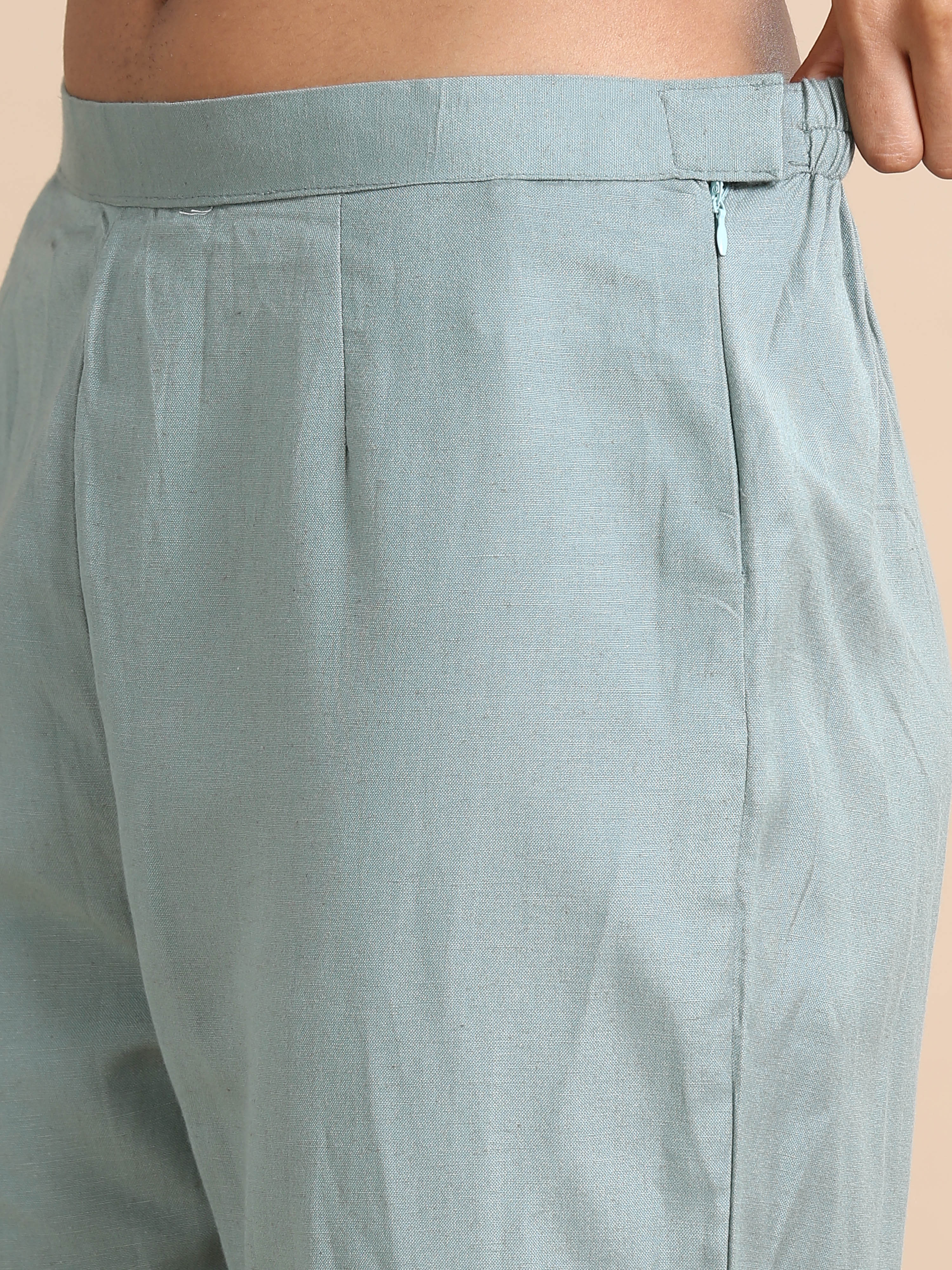 Cement Cotton Solid Regular fit Ankle length Pants