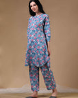 Blue 3/4th Sleeves Casual Wear Co-ords