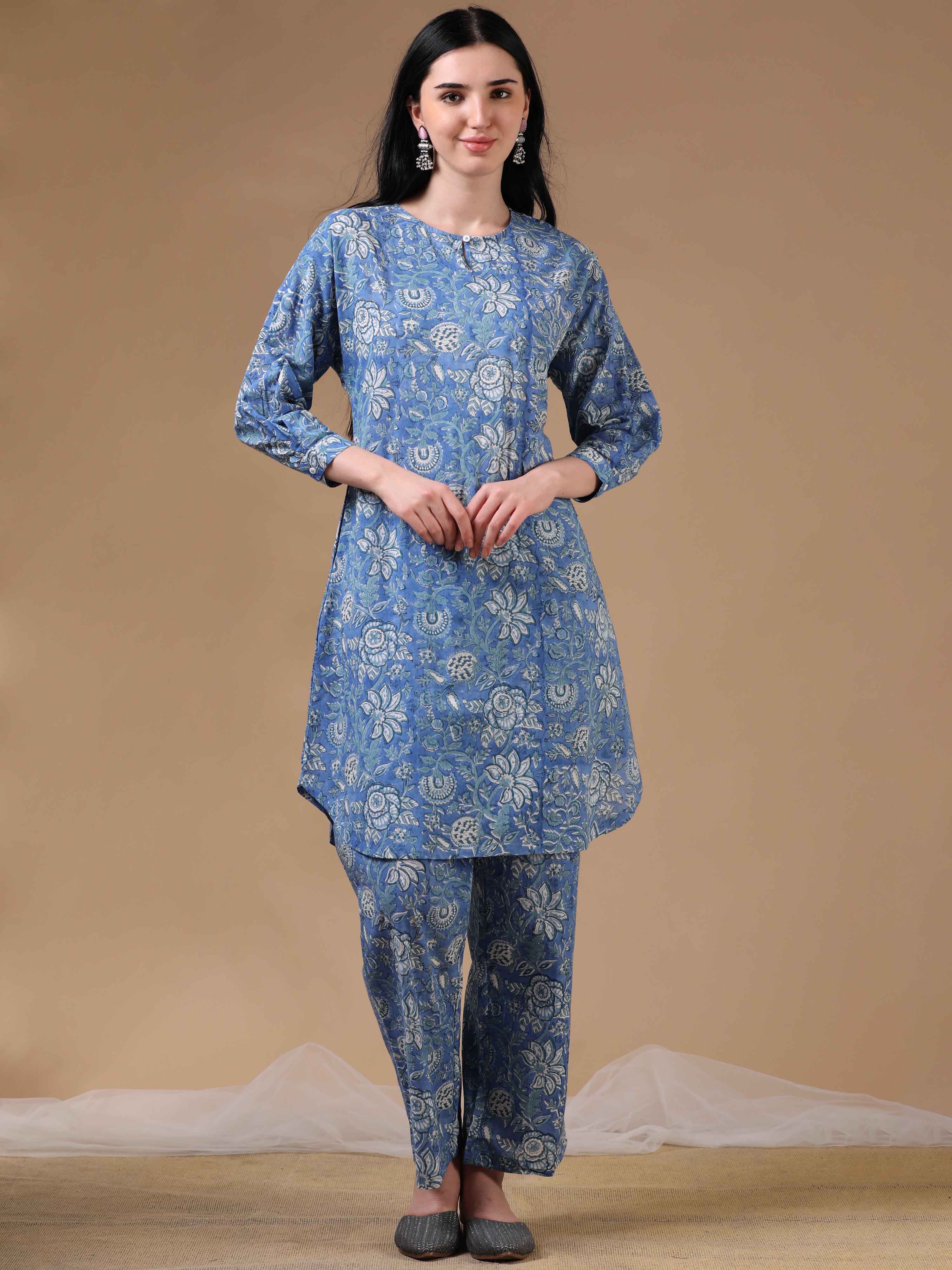 Light Blue 3/4th Sleeves Casual Wear Co-ords
