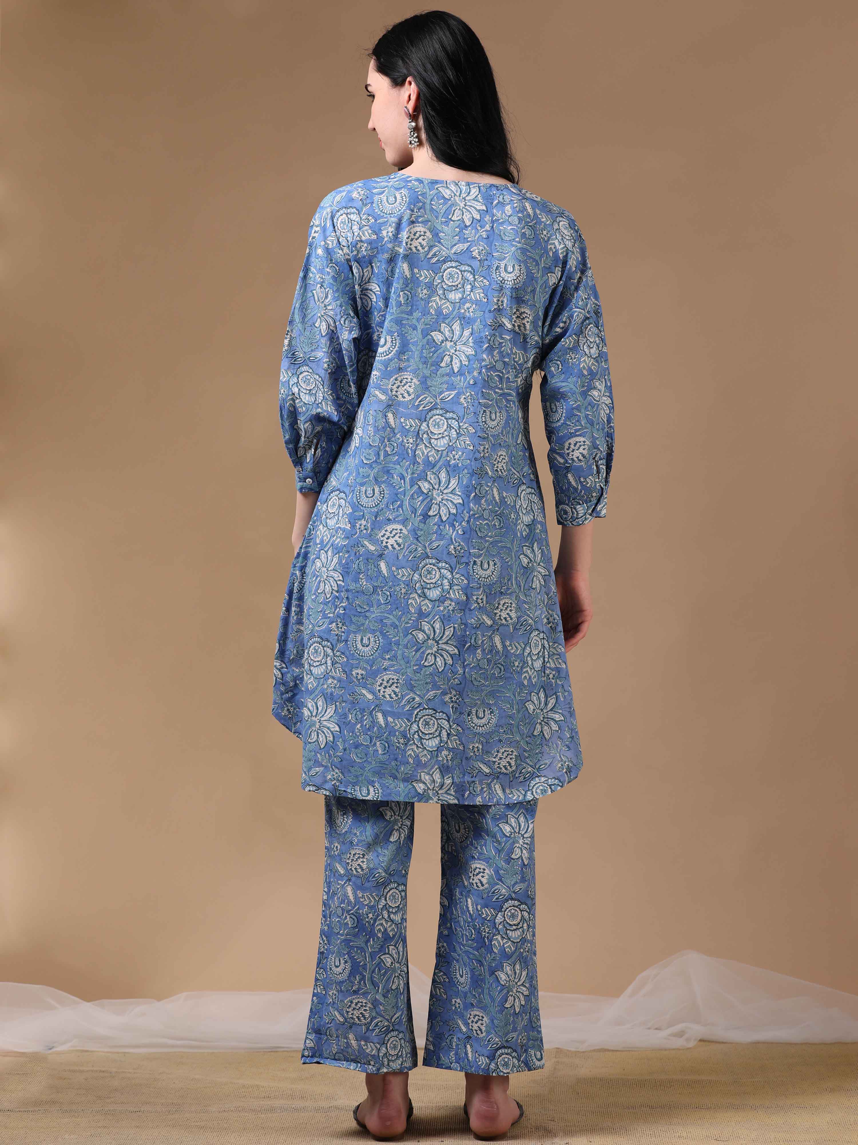 Light Blue 3/4th Sleeves Casual Wear Co-ords