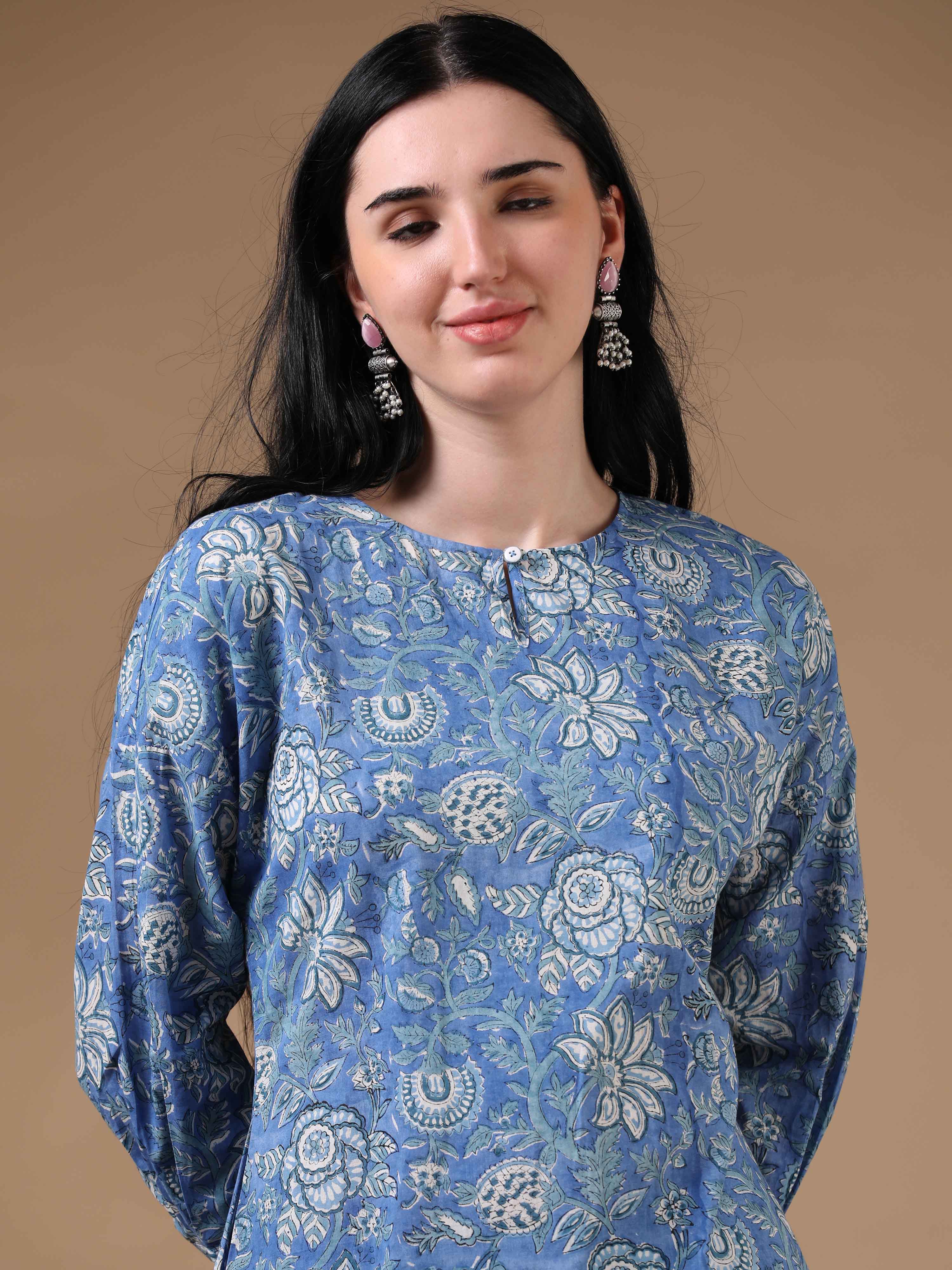 Light Blue 3/4th Sleeves Casual Wear Co-ords
