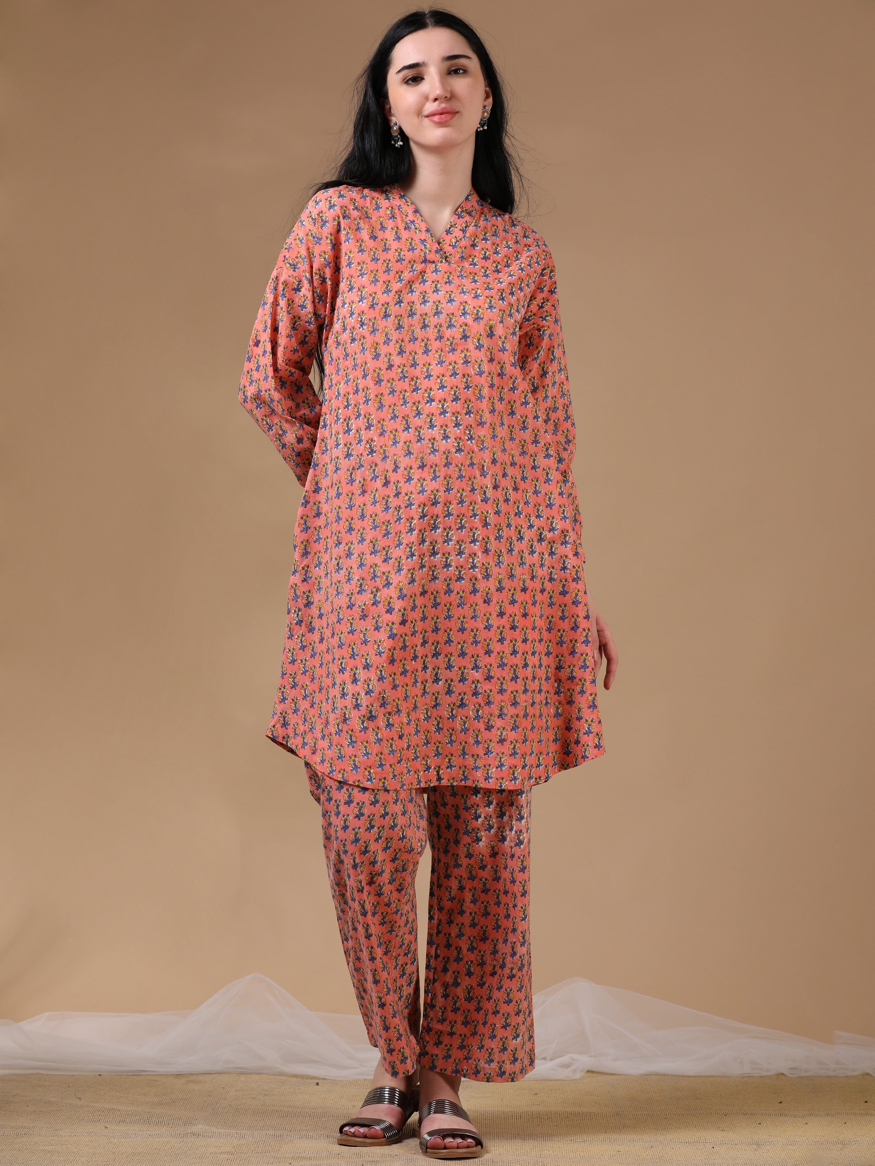 Coral Full Sleeve Casual Wear Co-ords