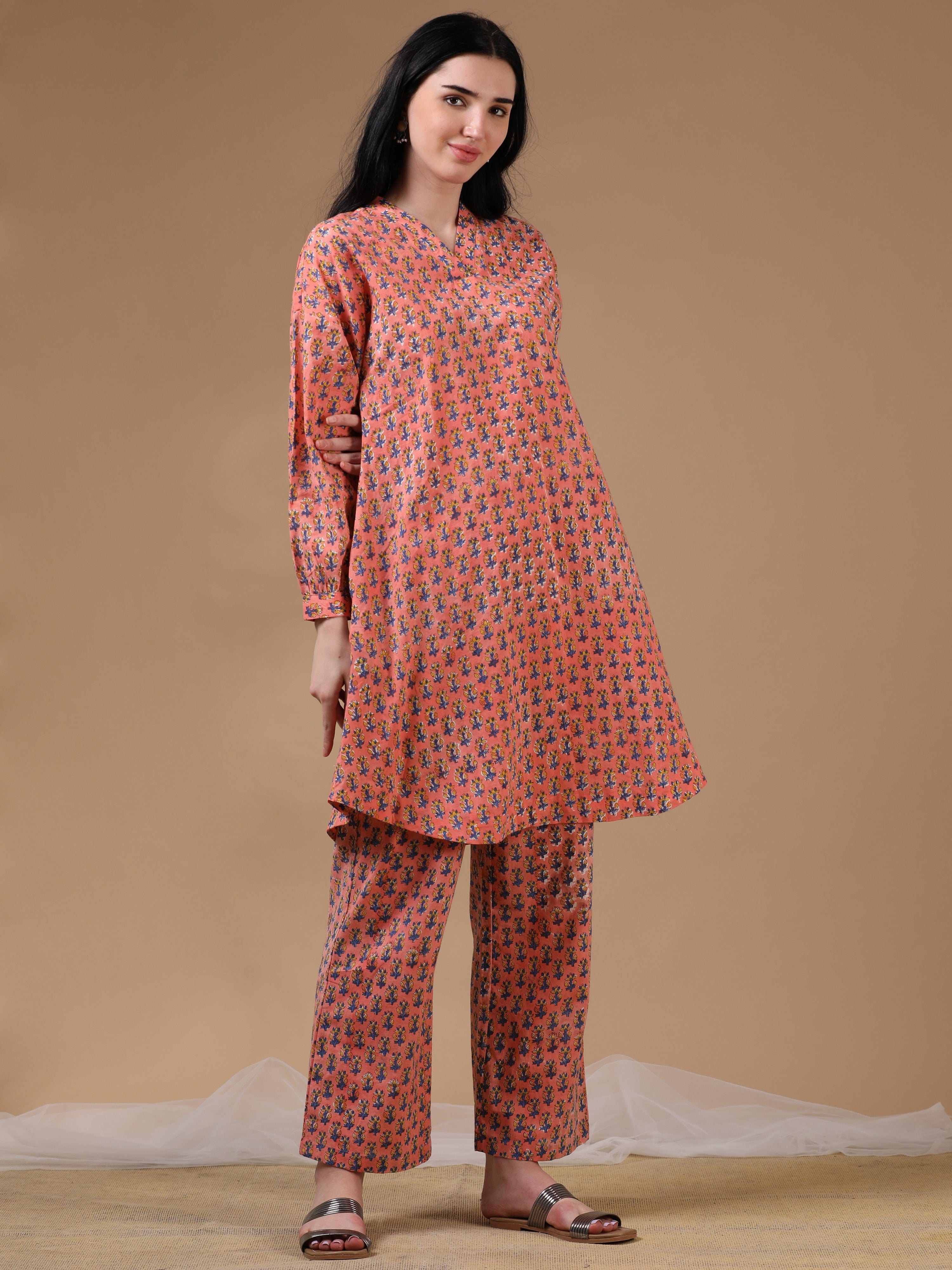 Coral Full Sleeve Casual Wear Co-ords