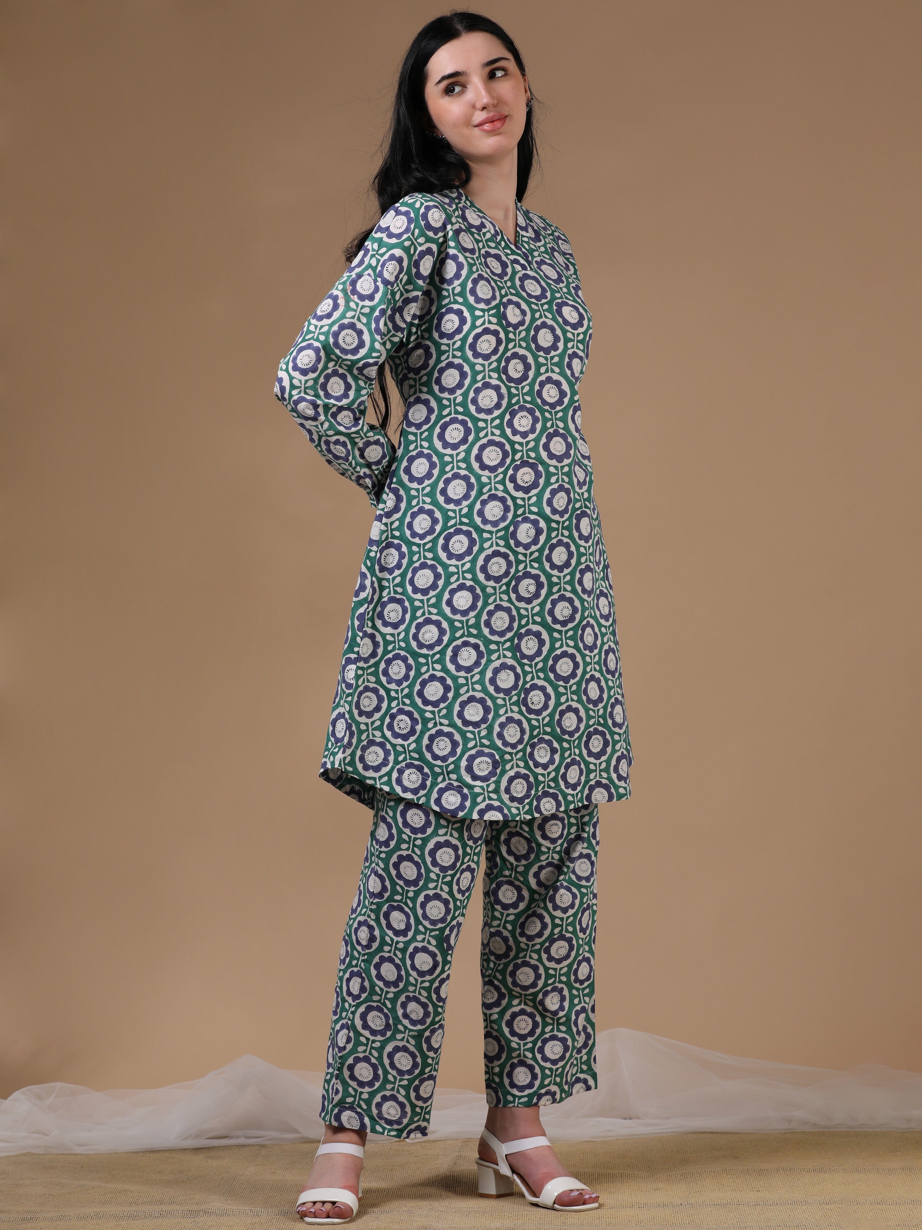 Green Full Sleeve Casual Wear Co-ords