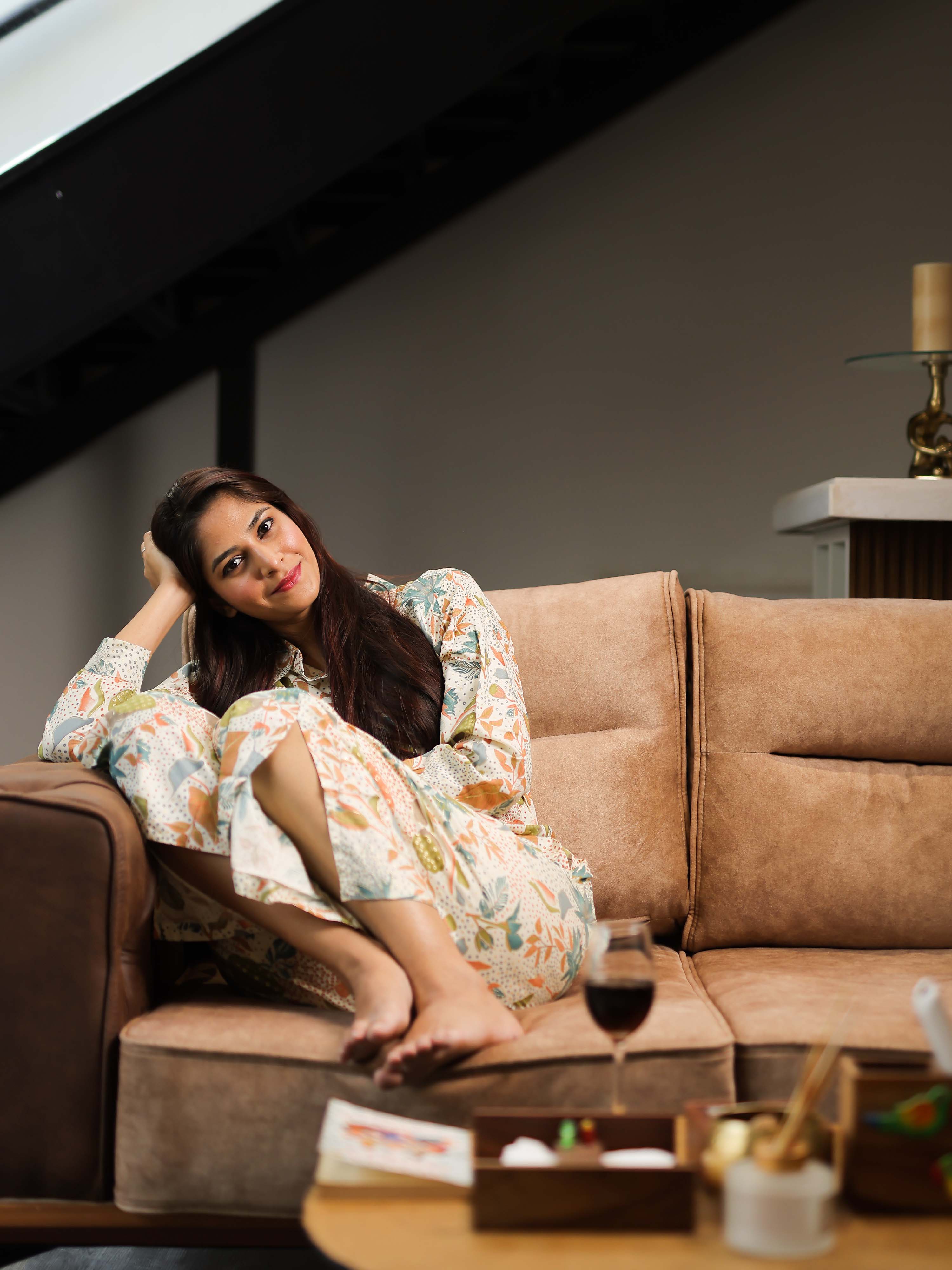 Cream 3/4th Sleeve Co-ords Set