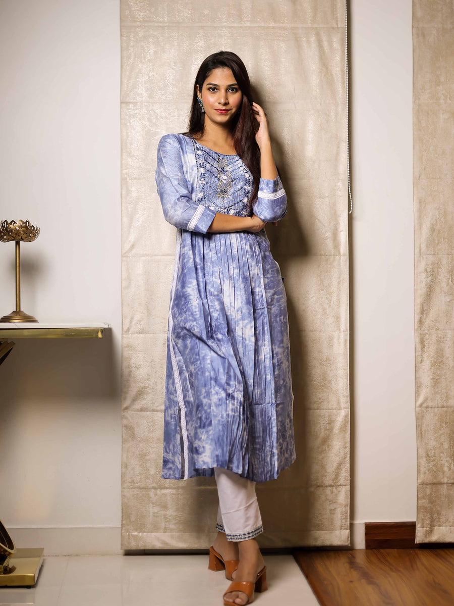 Sky Blue 3/4th Sleeve Kurta Set