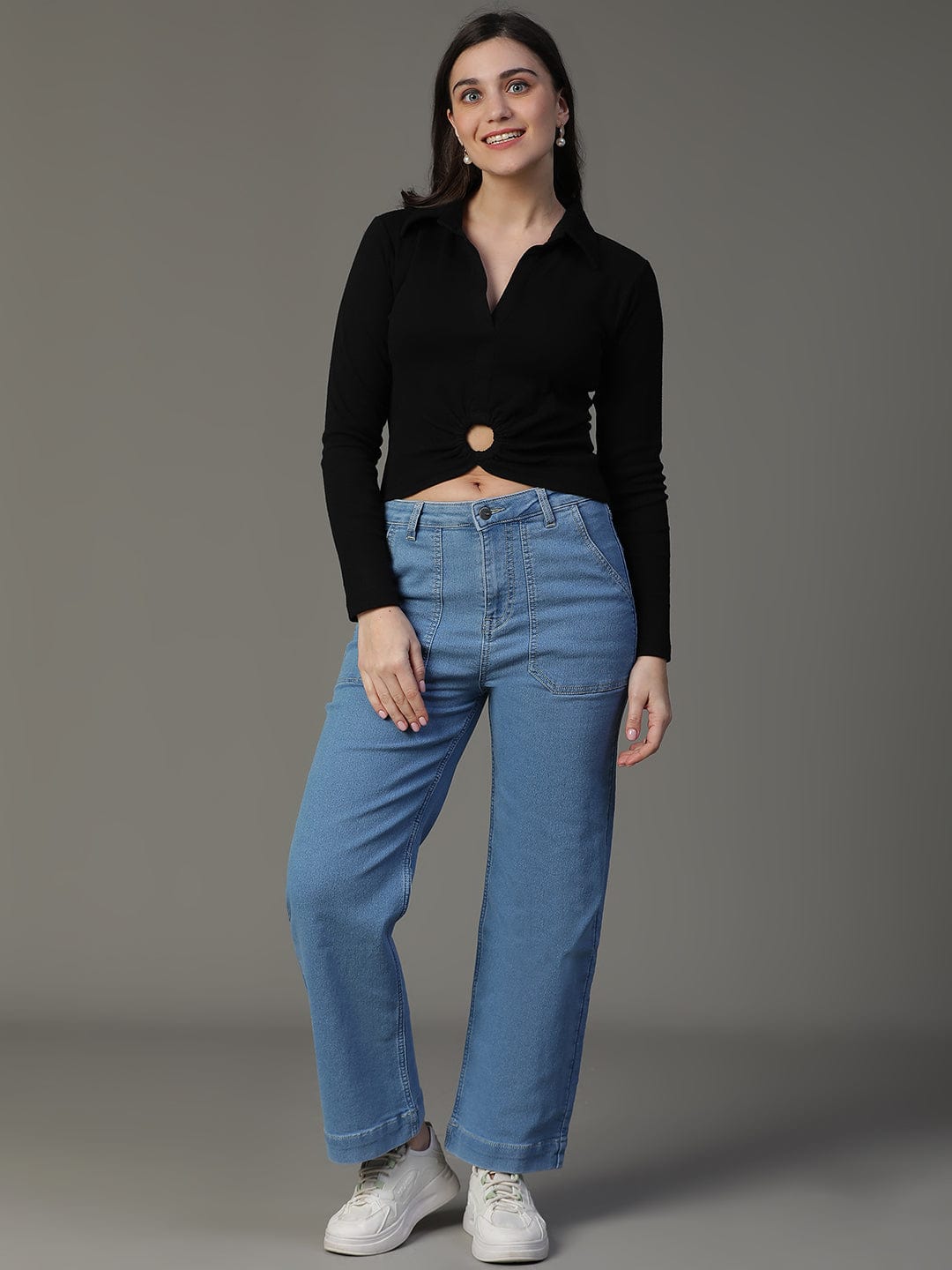 Black Solid Daily Wear Top