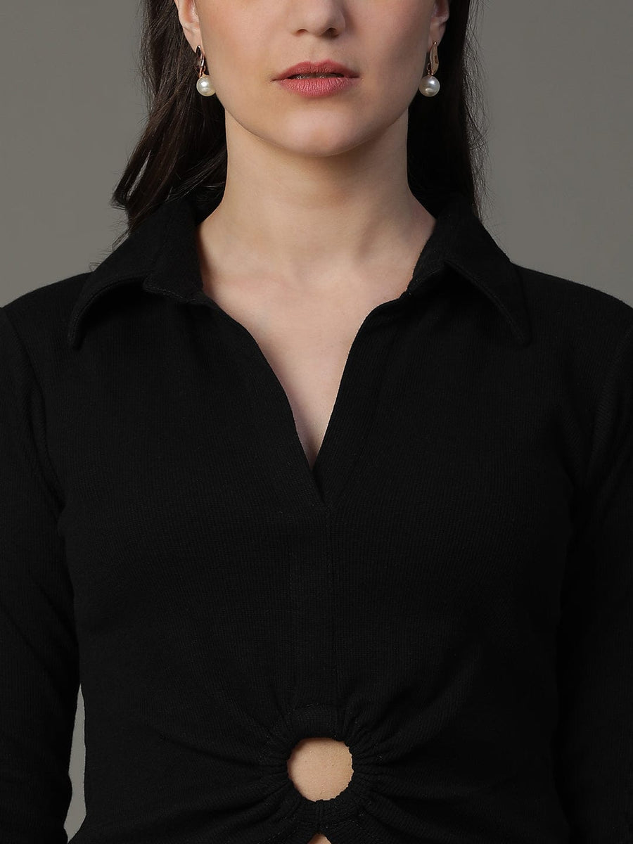 Black Solid Daily Wear Top