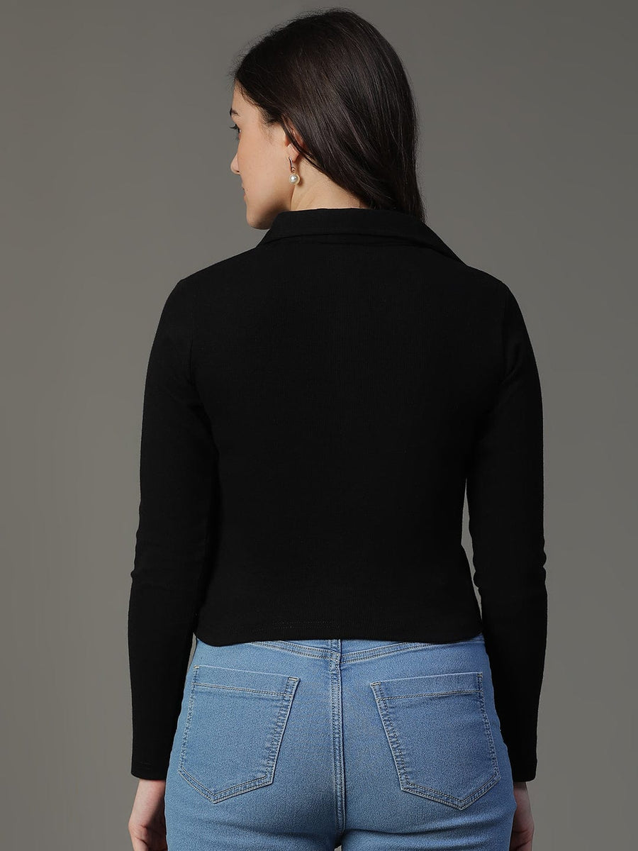 Black Solid Daily Wear Top