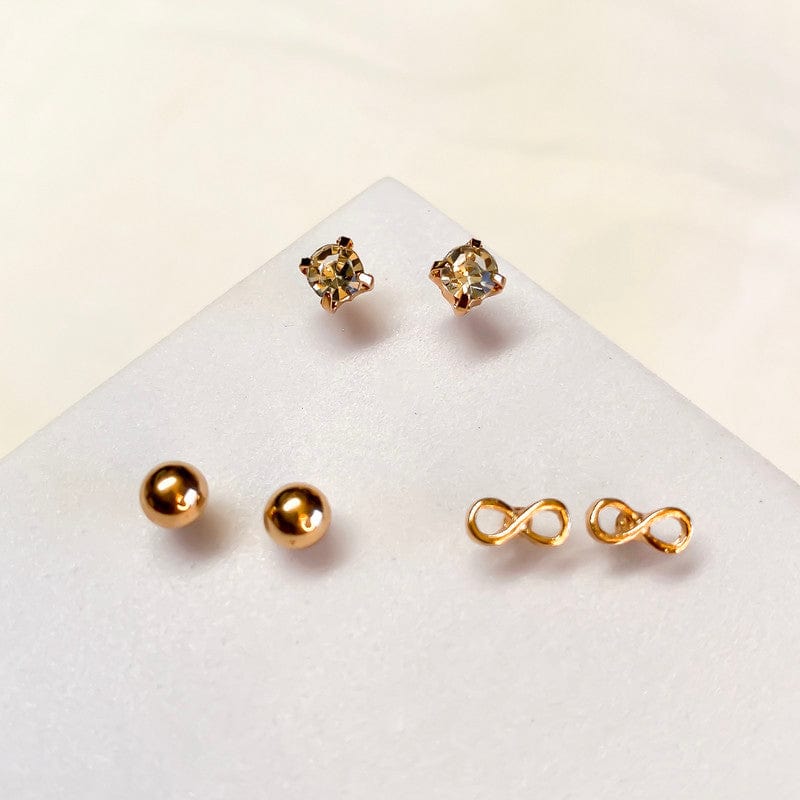 Geometric Hoops & Sparkle Studs - Pack of 6