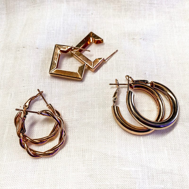 Geometric Hoops & Sparkle Studs - Pack of 6