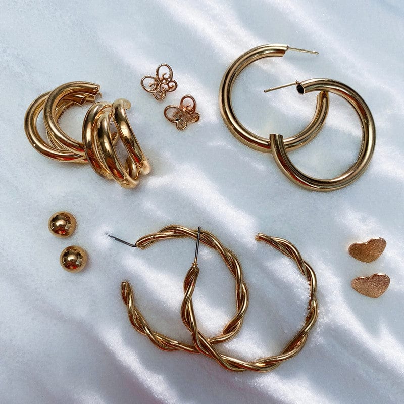 Golden Bold - Pack of 6 Earrings