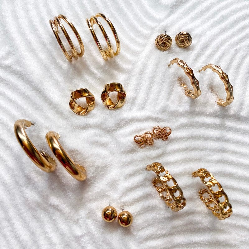 Golden Luxe - Pack of 8 Earrings