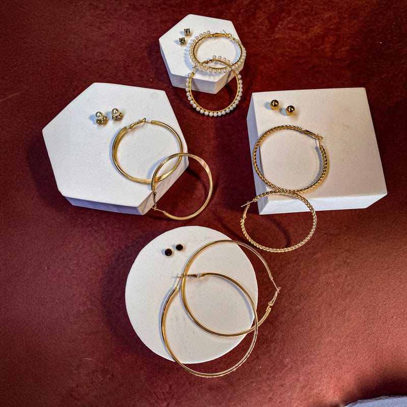 Golden Grace - Pack of 8 Earrings