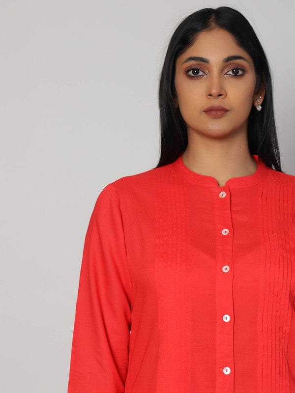 Coral 3/4th Sleeves Rayon Solid Calf length Kurta