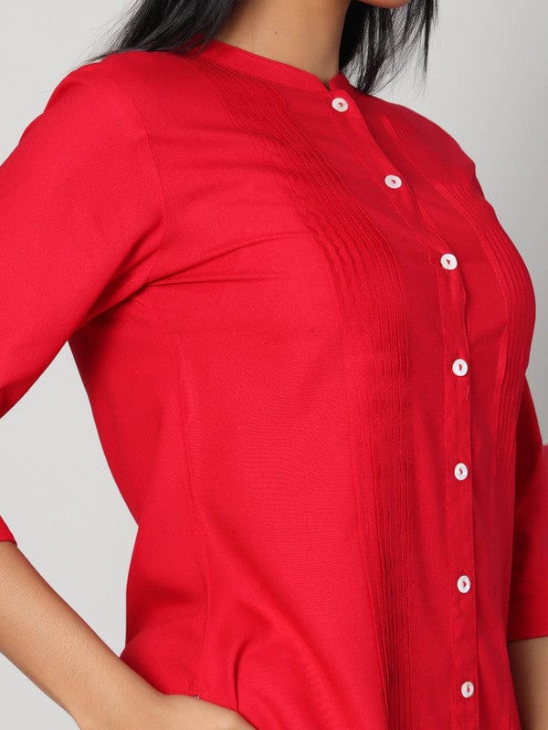 Fuchsia 3/4th Sleeves Rayon Solid Calf length Kurta