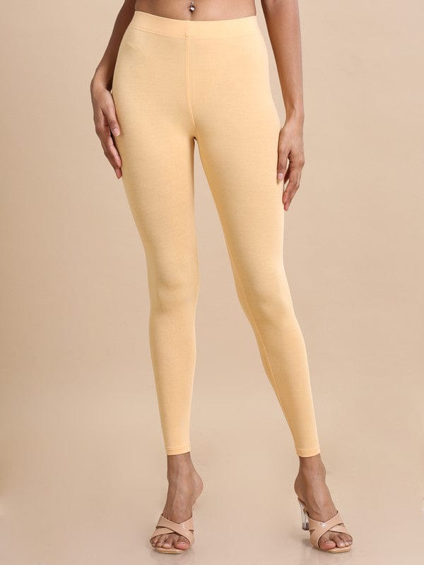 Beige pure Single jersey Solid Slim fit Ankle length Legging