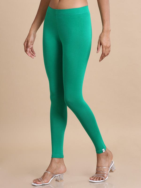 Bottle green Single jersey Solid Slim fit Ankle length Legging