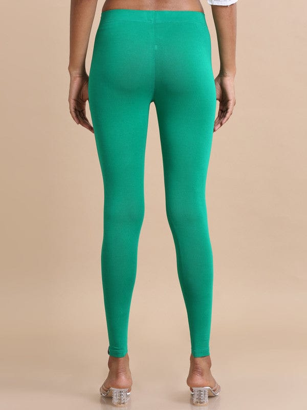 Bottle green Single jersey Solid Slim fit Ankle length Legging