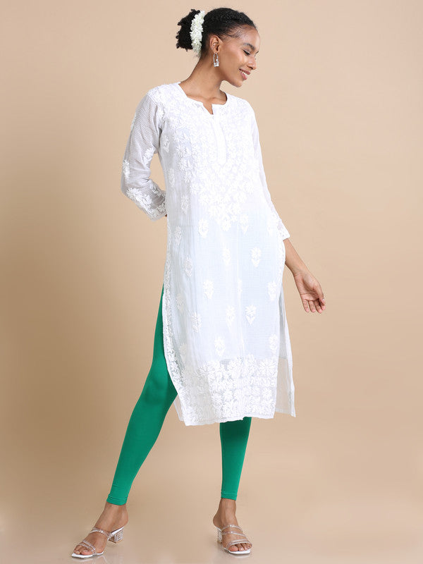 Bottle green Single jersey Solid Slim fit Ankle length Legging