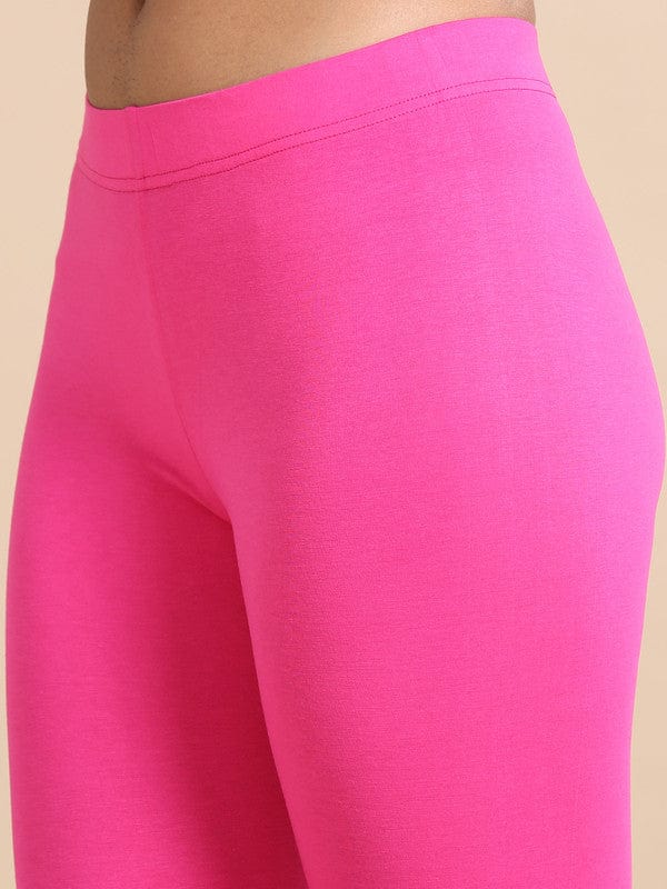 Fushia Single jersey Solid Slim fit Ankle length Legging