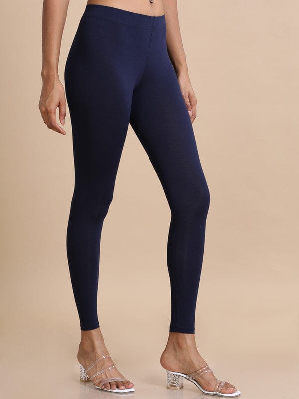 Light navy Single jersey Solid Slim fit Ankle length Legging
