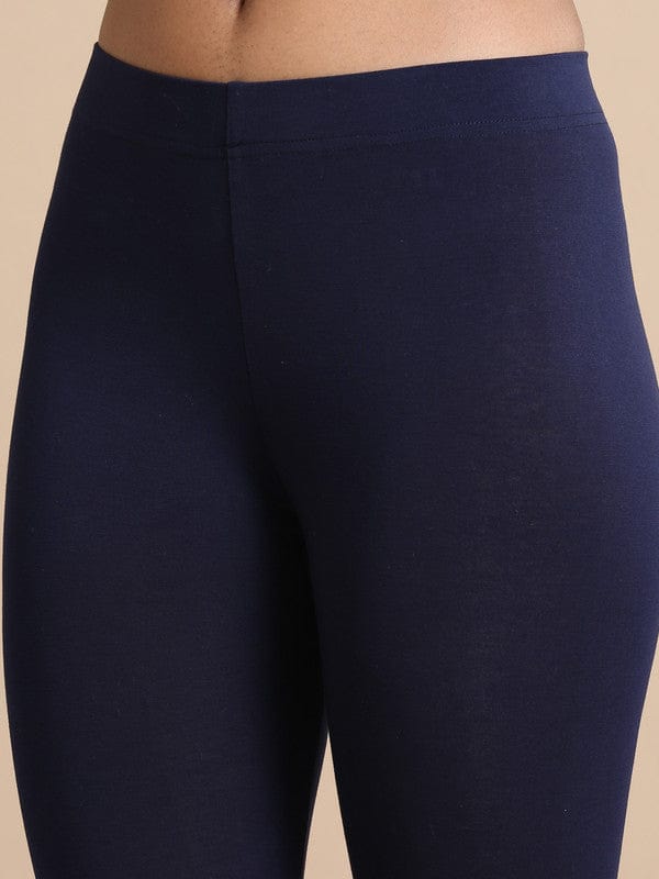 Light navy Single jersey Solid Slim fit Ankle length Legging