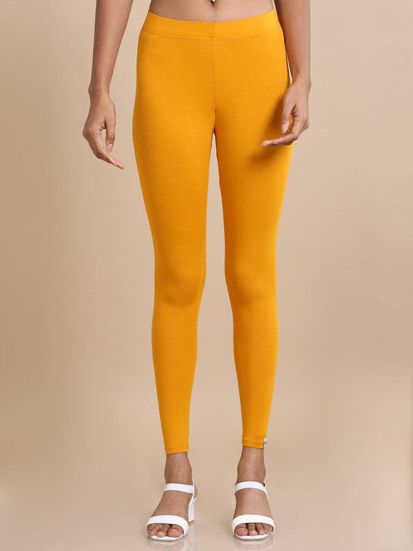 Mustard Single jersey Solid Slim fit Ankle length Legging